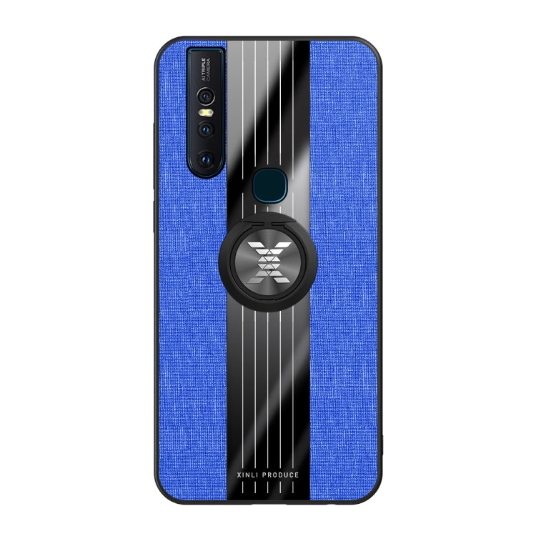 For Vivo S1 / V15 XINLI Stitching Cloth Texture Shockproof TPU Protective Case with Ring Holder