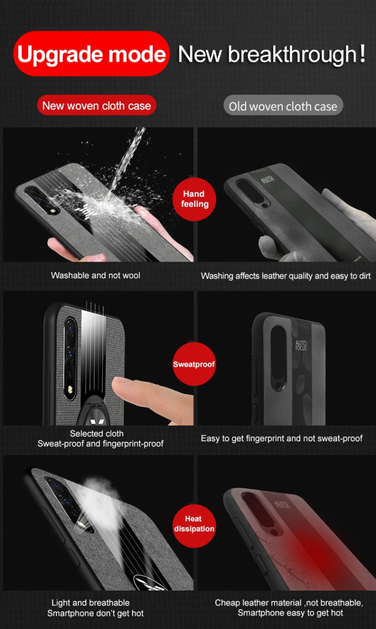 For Vivo IQOO Neo XINLI Stitching Cloth Texture Shockproof TPU Protective Case with Ring Holder