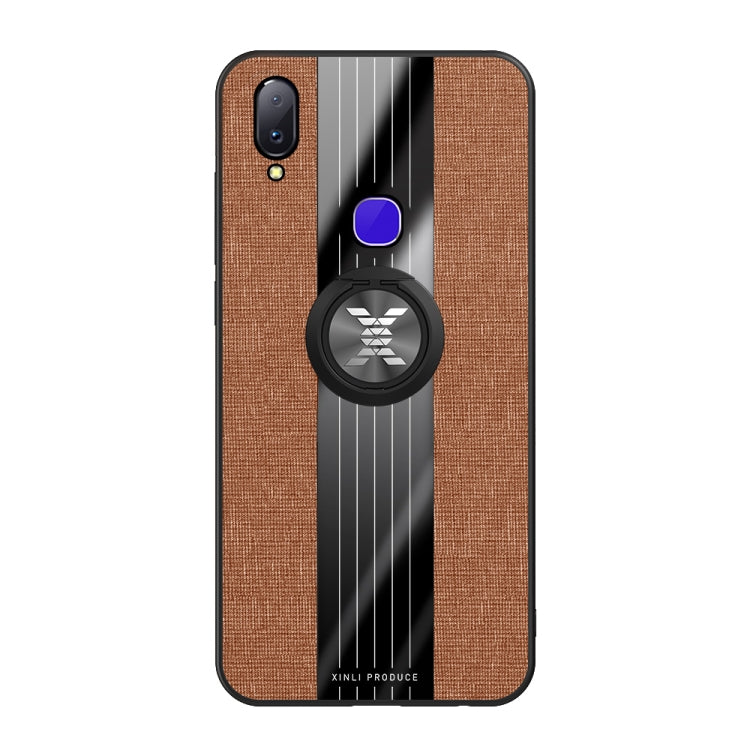For Vivo V11i / Z3i XINLI Stitching Cloth Texture Shockproof TPU Protective Case with Ring Holder