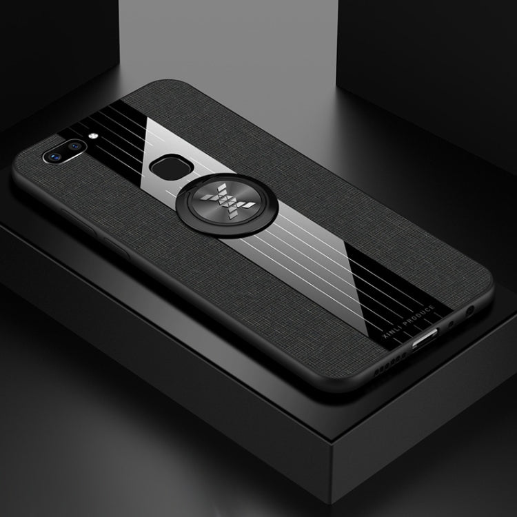For Vivo X20 XINLI Stitching Cloth Texture Shockproof TPU Protective Case with Ring Holder