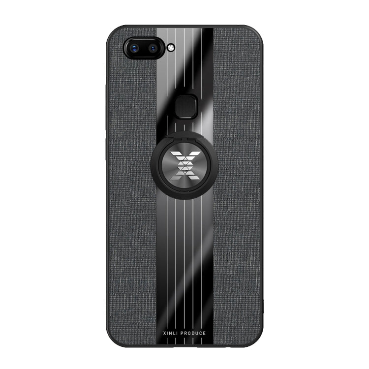 For Vivo X20 XINLI Stitching Cloth Texture Shockproof TPU Protective Case with Ring Holder
