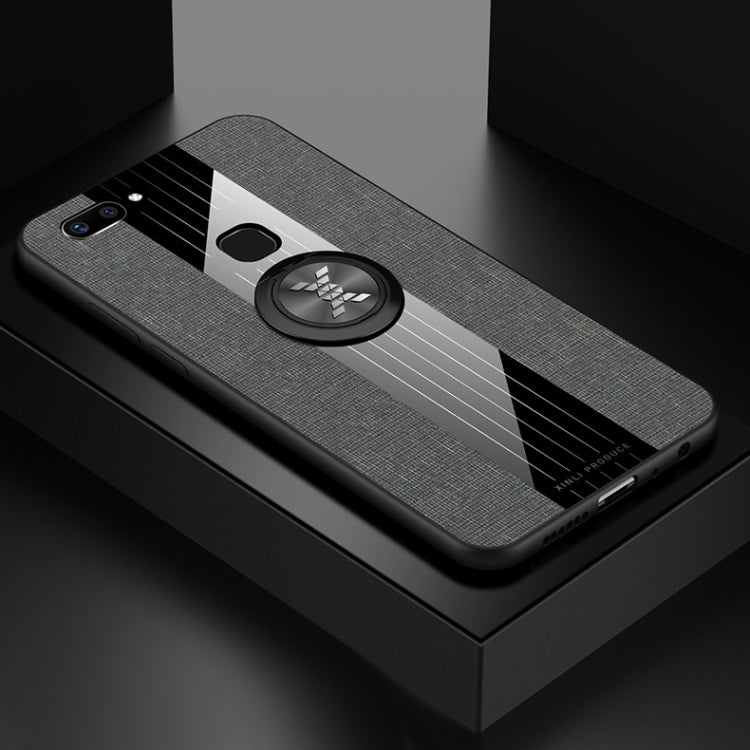 For Vivo X20 XINLI Stitching Cloth Texture Shockproof TPU Protective Case with Ring Holder