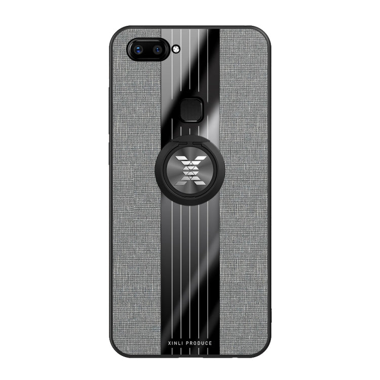 For Vivo X20 XINLI Stitching Cloth Texture Shockproof TPU Protective Case with Ring Holder