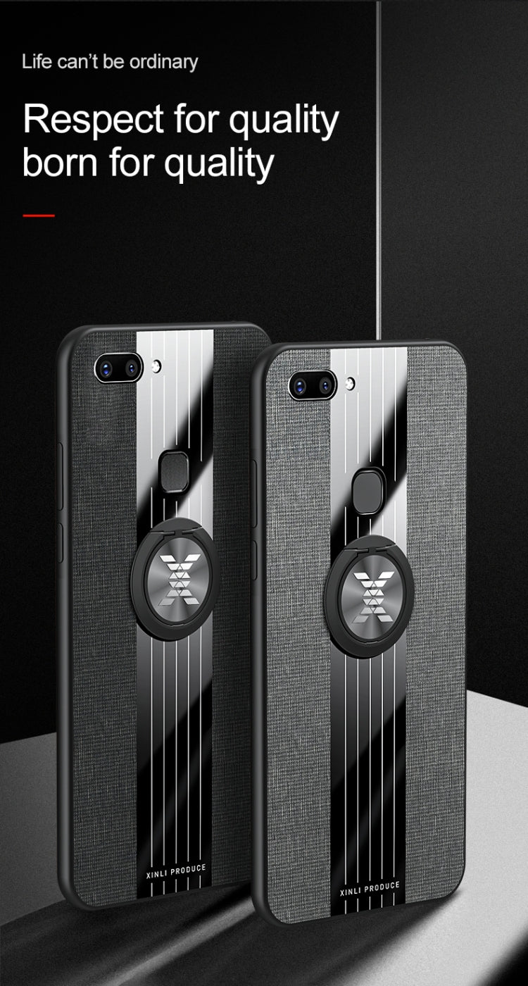 For Vivo X20 XINLI Stitching Cloth Texture Shockproof TPU Protective Case with Ring Holder