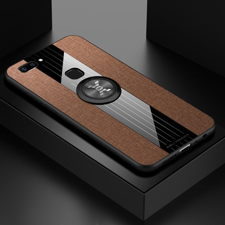 For Vivo X20 XINLI Stitching Cloth Texture Shockproof TPU Protective Case with Ring Holder