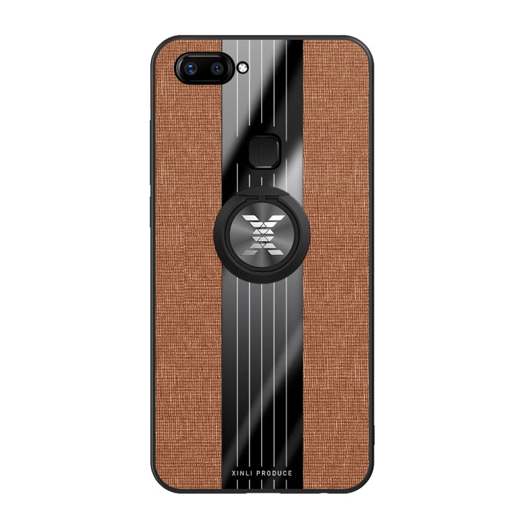 For Vivo X20 XINLI Stitching Cloth Texture Shockproof TPU Protective Case with Ring Holder
