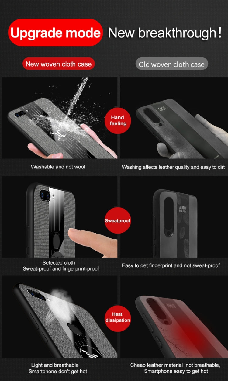 For Vivo X20 XINLI Stitching Cloth Texture Shockproof TPU Protective Case with Ring Holder