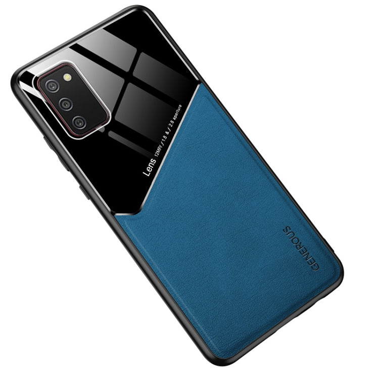 For Samsung Galaxy A02s All-inclusive Leather + Organic Glass Protective Case with Metal Iron Sheet