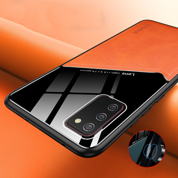 For Samsung Galaxy A02s All-inclusive Leather + Organic Glass Protective Case with Metal Iron Sheet