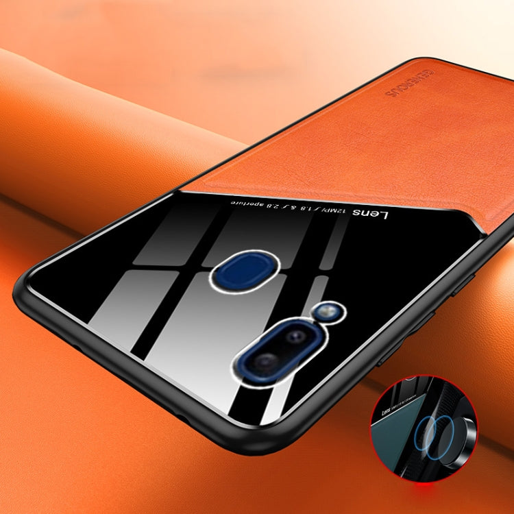 For Samsung Galaxy A20e All-inclusive Leather + Organic Glass Protective Case with Metal Iron Sheet