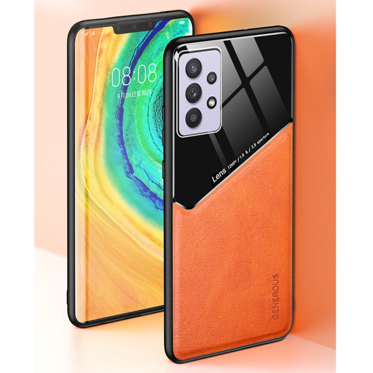 For Samsung Galaxy A32 5G All-inclusive Leather + Organic Glass Protective Case with Metal Iron Sheet