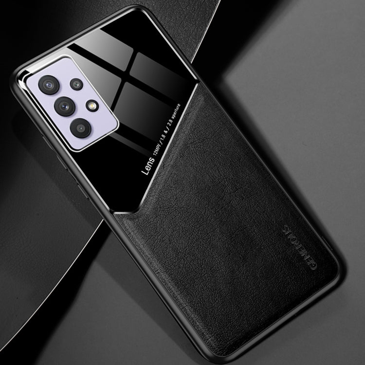 For Samsung Galaxy A32 5G All-inclusive Leather + Organic Glass Protective Case with Metal Iron Sheet