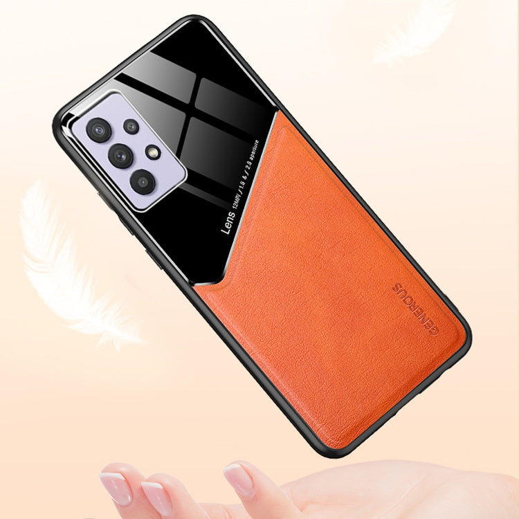 For Samsung Galaxy A32 5G All-inclusive Leather + Organic Glass Protective Case with Metal Iron Sheet
