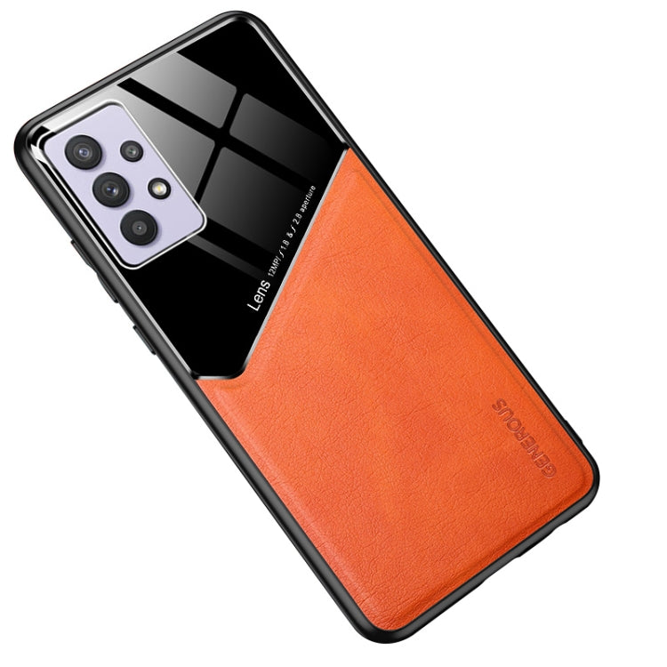 For Samsung Galaxy A32 5G All-inclusive Leather + Organic Glass Protective Case with Metal Iron Sheet