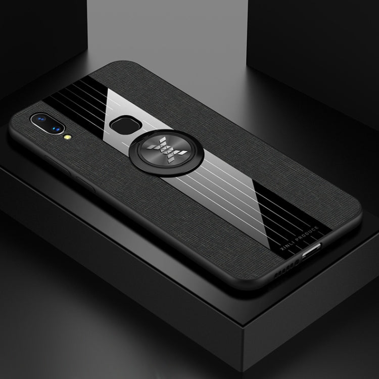 For Vivo X21 XINLI Stitching Cloth Texture Shockproof TPU Protective Case with Ring Holder