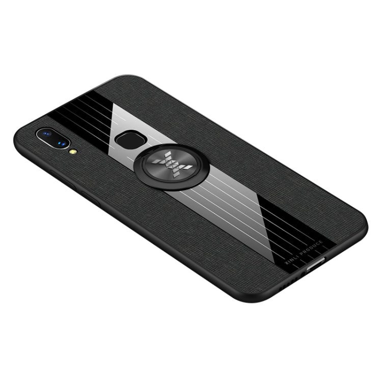For Vivo X21 XINLI Stitching Cloth Texture Shockproof TPU Protective Case with Ring Holder