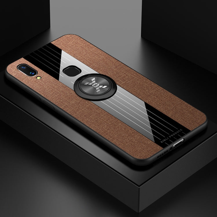 For Vivo X21 XINLI Stitching Cloth Texture Shockproof TPU Protective Case with Ring Holder