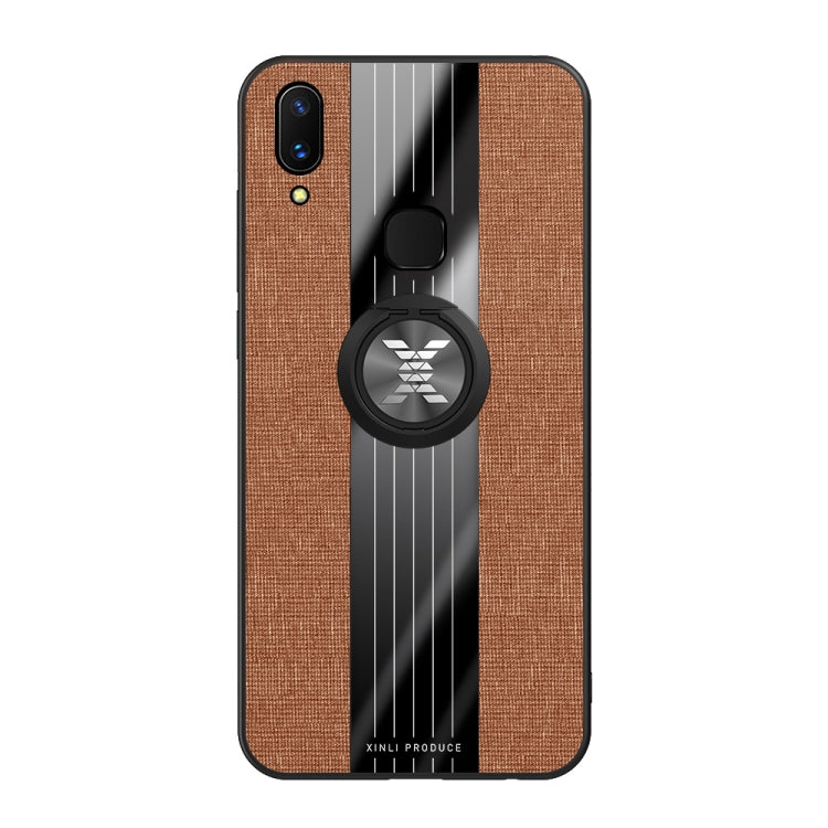 For Vivo X21 XINLI Stitching Cloth Texture Shockproof TPU Protective Case with Ring Holder