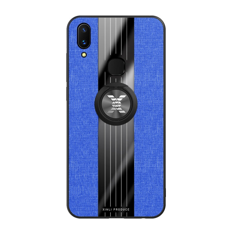 For Vivo X21 XINLI Stitching Cloth Texture Shockproof TPU Protective Case with Ring Holder