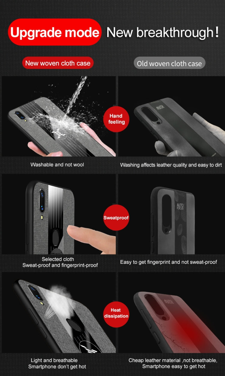 For Vivo X21 XINLI Stitching Cloth Texture Shockproof TPU Protective Case with Ring Holder