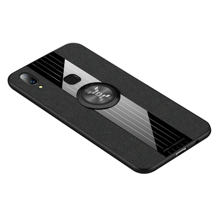 For Vivo X21i XINLI Stitching Cloth Texture Shockproof TPU Protective Case with Ring Holder