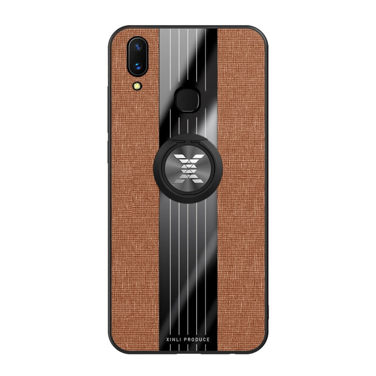 For Vivo X21i XINLI Stitching Cloth Texture Shockproof TPU Protective Case with Ring Holder