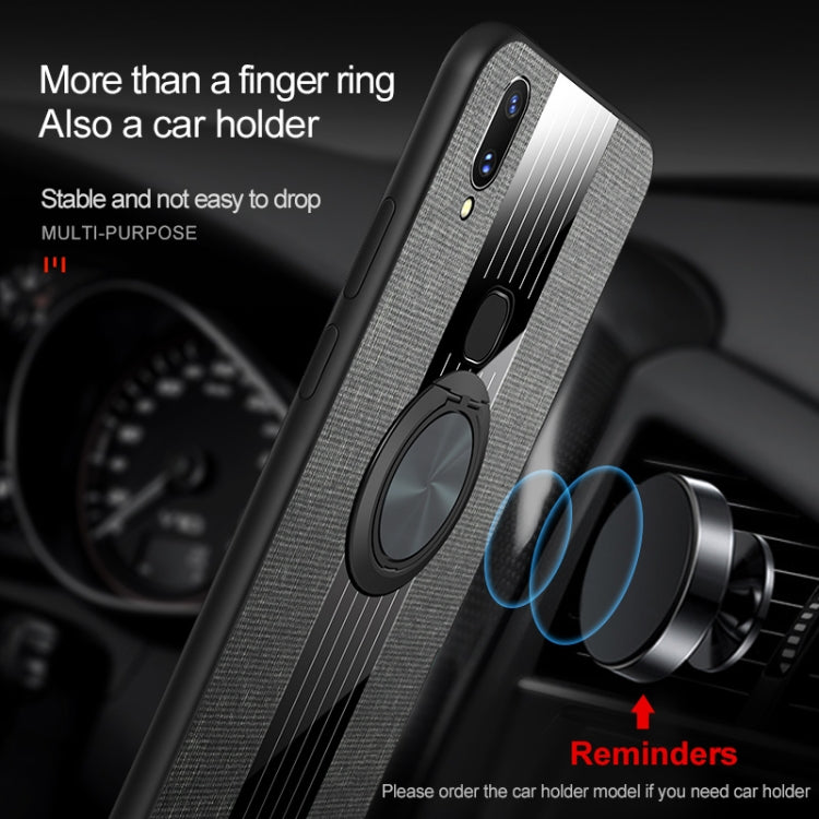 For Vivo X21i XINLI Stitching Cloth Texture Shockproof TPU Protective Case with Ring Holder
