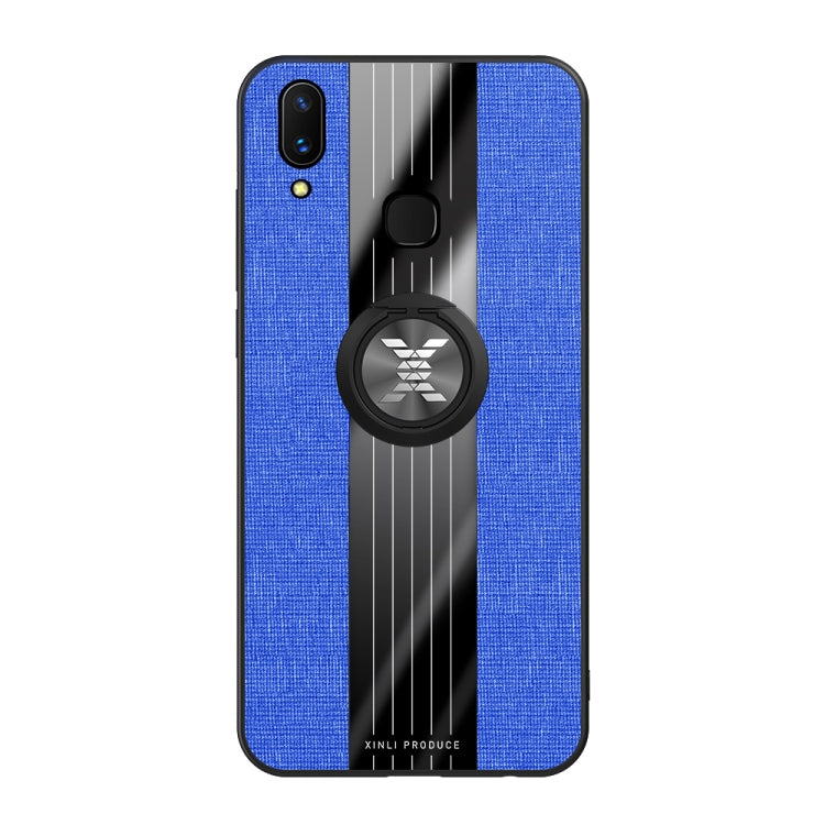For Vivo X21i XINLI Stitching Cloth Texture Shockproof TPU Protective Case with Ring Holder