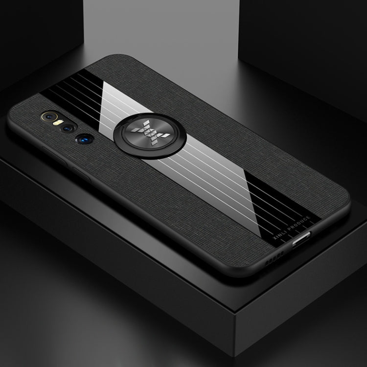 For Vivo X27 XINLI Stitching Cloth Texture Shockproof TPU Protective Case with Ring Holder