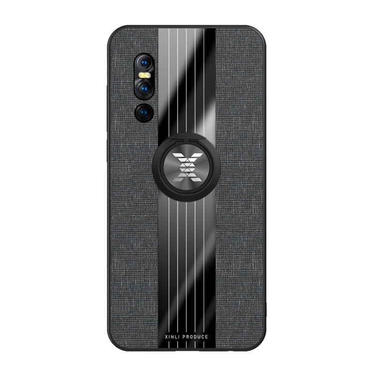 For Vivo X27 XINLI Stitching Cloth Texture Shockproof TPU Protective Case with Ring Holder