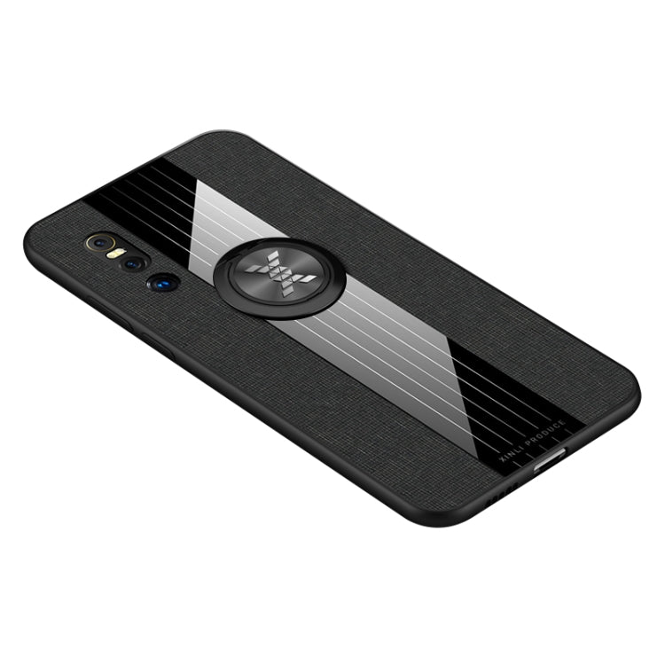 For Vivo X27 XINLI Stitching Cloth Texture Shockproof TPU Protective Case with Ring Holder