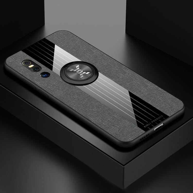 For Vivo X27 XINLI Stitching Cloth Texture Shockproof TPU Protective Case with Ring Holder