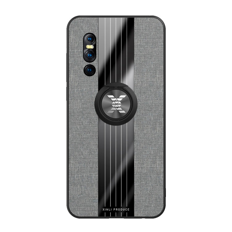 For Vivo X27 XINLI Stitching Cloth Texture Shockproof TPU Protective Case with Ring Holder