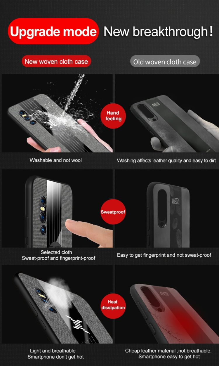 For Vivo X27 XINLI Stitching Cloth Texture Shockproof TPU Protective Case with Ring Holder