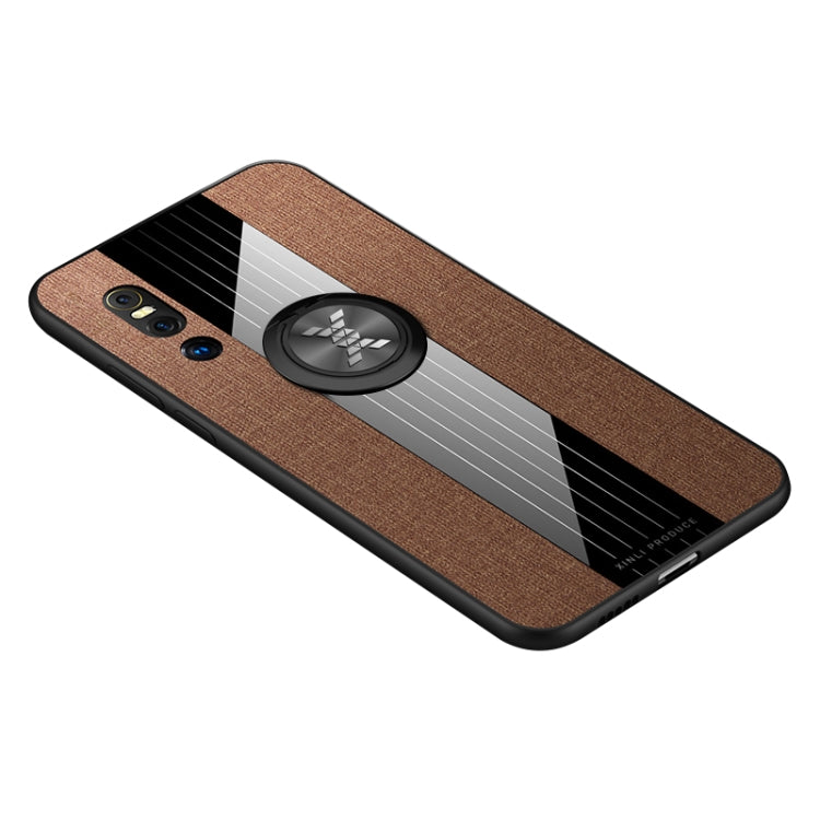 For Vivo X27 XINLI Stitching Cloth Texture Shockproof TPU Protective Case with Ring Holder