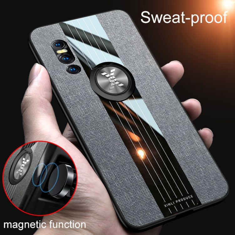 For Vivo X27 XINLI Stitching Cloth Texture Shockproof TPU Protective Case with Ring Holder