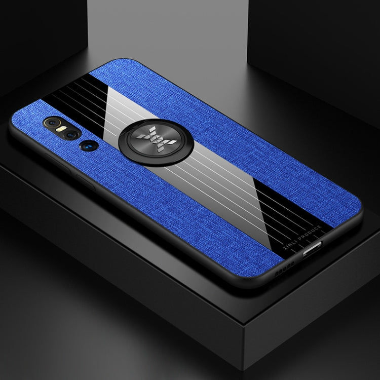 For Vivo X27 XINLI Stitching Cloth Texture Shockproof TPU Protective Case with Ring Holder