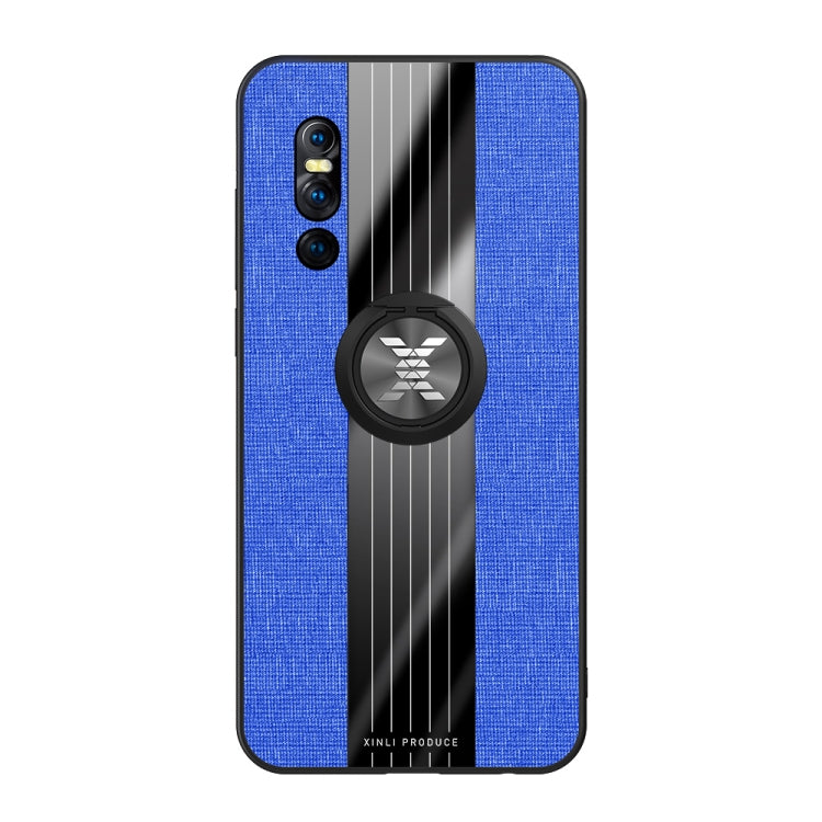 For Vivo X27 XINLI Stitching Cloth Texture Shockproof TPU Protective Case with Ring Holder