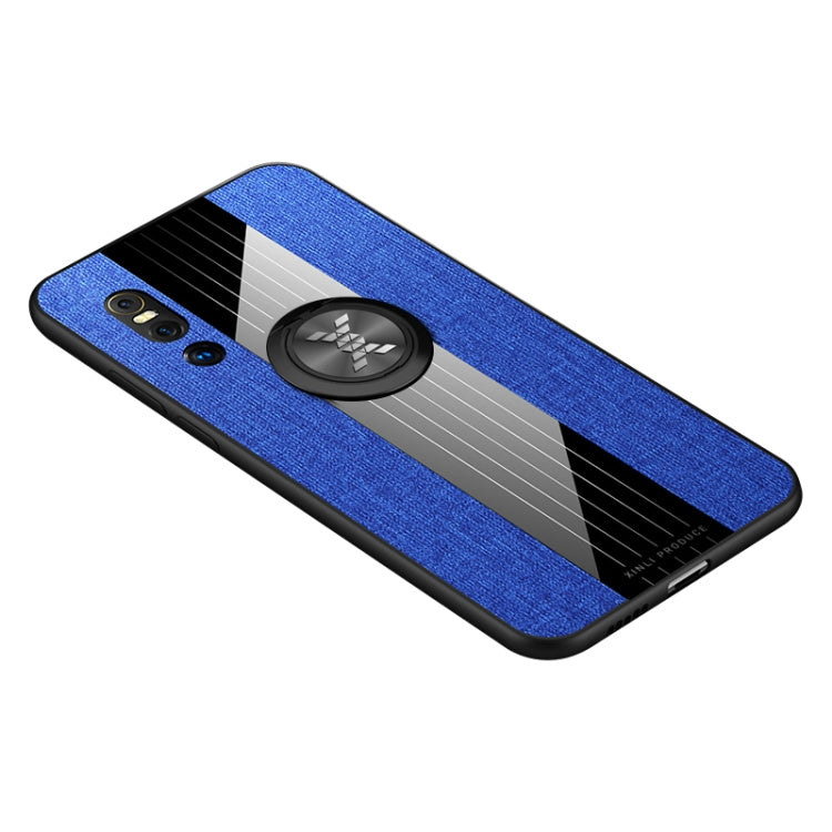 For Vivo X27 XINLI Stitching Cloth Texture Shockproof TPU Protective Case with Ring Holder