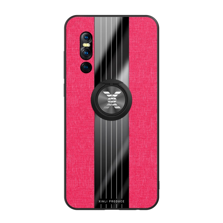 For Vivo X27 XINLI Stitching Cloth Texture Shockproof TPU Protective Case with Ring Holder