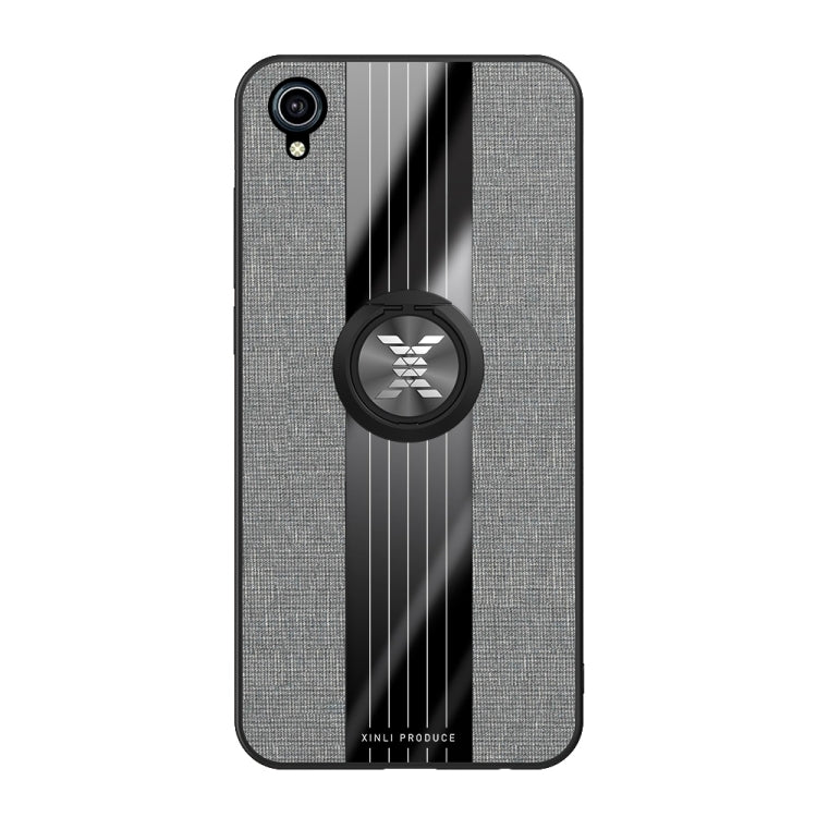 For Vivo Y91 XINLI Stitching Cloth Texture Shockproof TPU Protective Case with Ring Holder