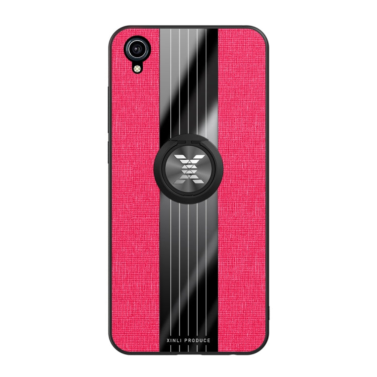 For Vivo Y91 XINLI Stitching Cloth Texture Shockproof TPU Protective Case with Ring Holder