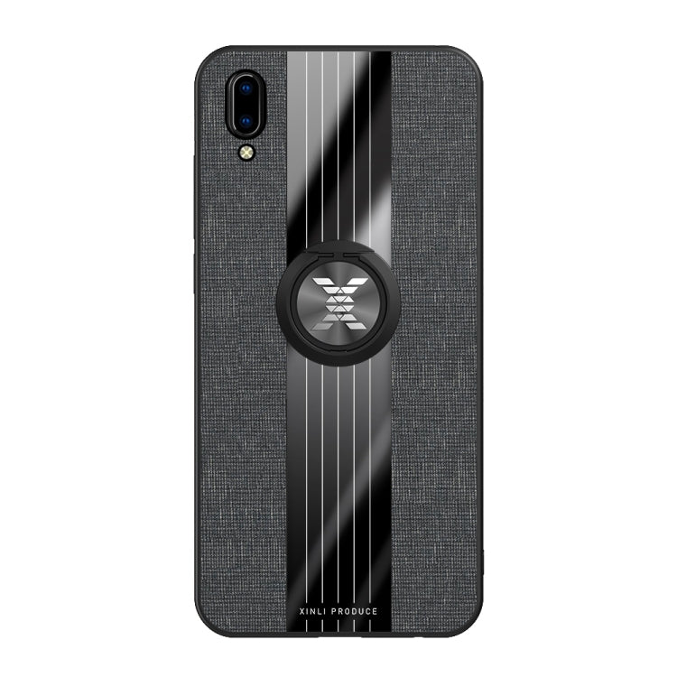 For Vivo Y95 XINLI Stitching Cloth Texture Shockproof TPU Protective Case with Ring Holder