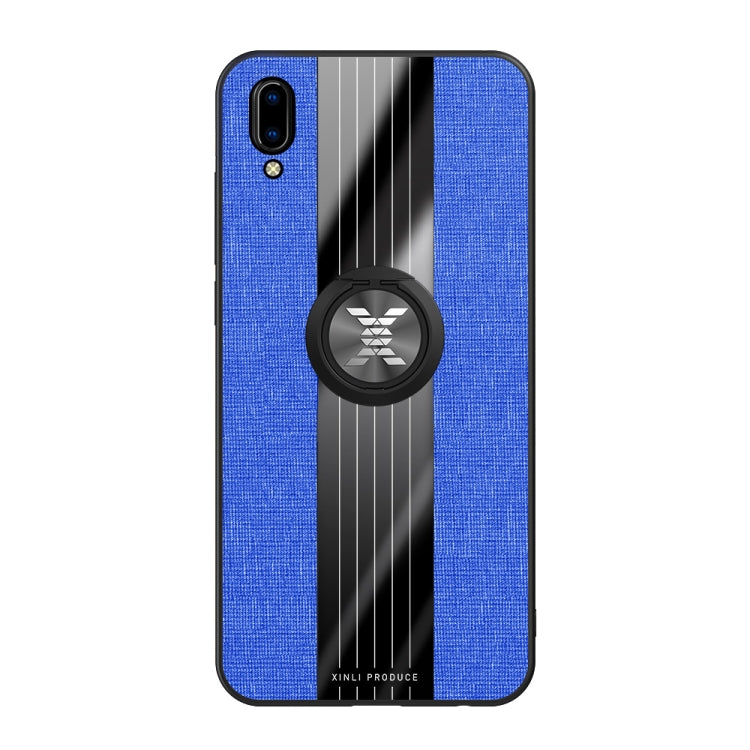 For Vivo Y95 XINLI Stitching Cloth Texture Shockproof TPU Protective Case with Ring Holder