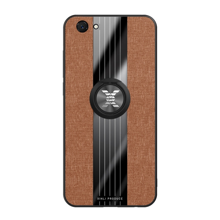For Vivo Y71 XINLI Stitching Cloth Texture Shockproof TPU Protective Case with Ring Holder
