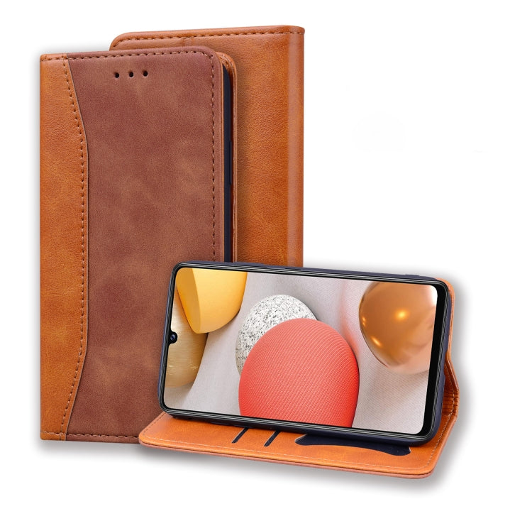 For Samsung Galaxy A42 5G Business Stitching Horizontal Flip Leather Case with Double Folding & Bracket & Card Slots & Photo Frame & Wallet