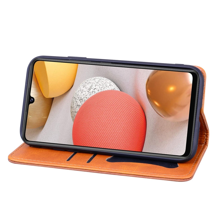 For Samsung Galaxy A42 5G Business Stitching Horizontal Flip Leather Case with Double Folding & Bracket & Card Slots & Photo Frame & Wallet