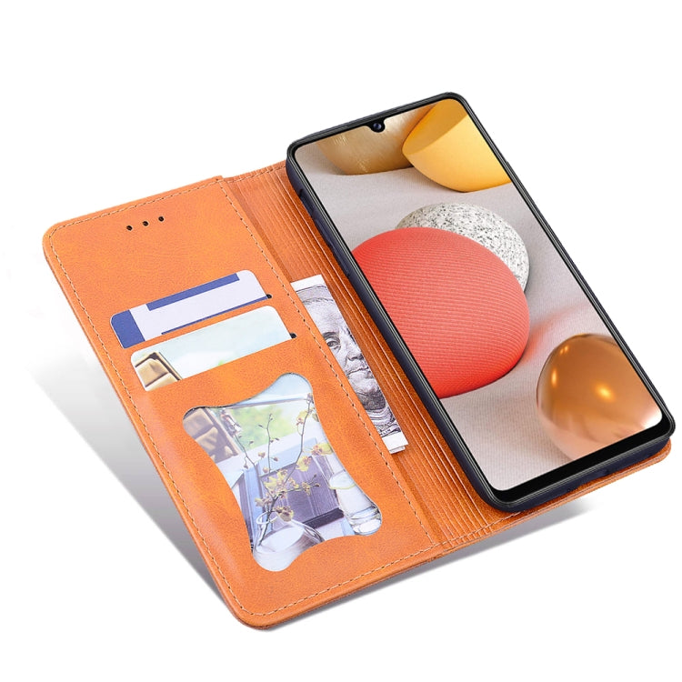 For Samsung Galaxy A42 5G Business Stitching Horizontal Flip Leather Case with Double Folding & Bracket & Card Slots & Photo Frame & Wallet