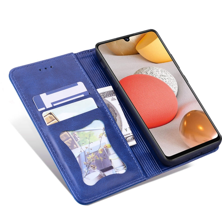 For Samsung Galaxy A42 5G Business Stitching Horizontal Flip Leather Case with Double Folding & Bracket & Card Slots & Photo Frame & Wallet