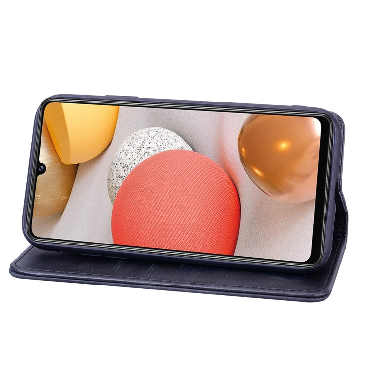 For Samsung Galaxy A42 5G Business Stitching Horizontal Flip Leather Case with Double Folding & Bracket & Card Slots & Photo Frame & Wallet